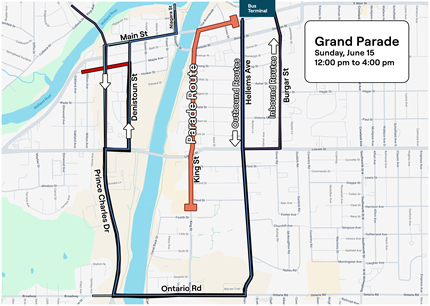 Map of Parade Route Detours