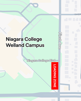 Welland Campus loading zone on First Ave